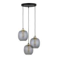 Hängelampe Schwarz zeitlos B:52 cm E27 Glas in Graphit