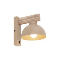 Wandleuchte mit Schalter Holz Metall Beige E27 B:18 cm