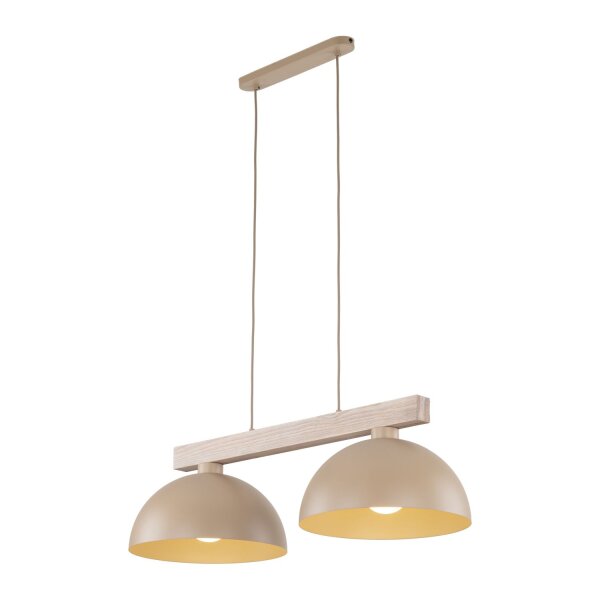 Pendelleuchte Metall Holz 83 cm Beige E27 2-flammig