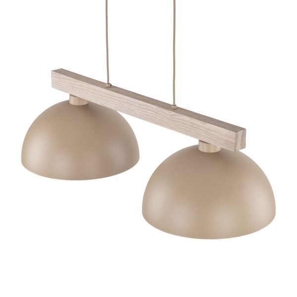 Pendelleuchte Metall Holz 83 cm Beige E27 2-flammig
