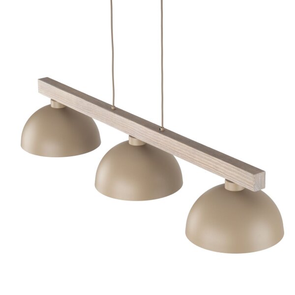 Pendelleuchte Beige Holz Metall 118 cm E27 3-flammig