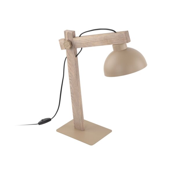 Tischleuchte Holz Metall Beige E27 52 cm flexibel