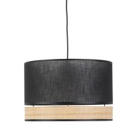 Hängelampe Schwarz Natur Stoff 38 cm E27 wohnlich