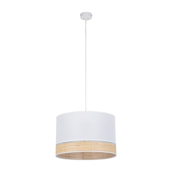 Hängelampe Stoffschirm Weiß Natur E27 38 cm blendarm