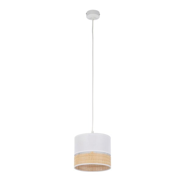 Pendelleuchte Stoffschirm Weiß Natur E27 20 cm blendarm