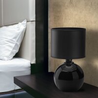 Tischleuchte Schwarz Modern 36 cm E27 Glas Stoff