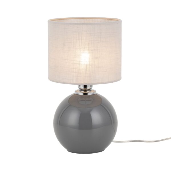 Tischleuchte Grau Modern 36 cm E27 Glas Stoff