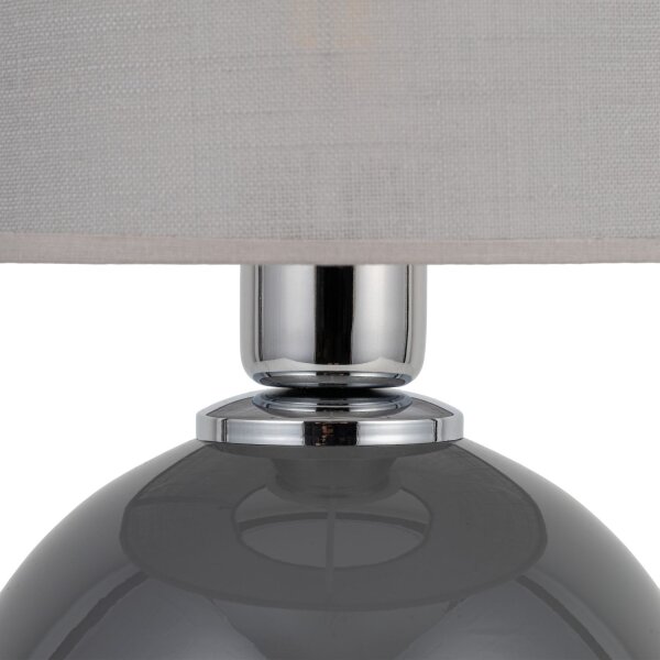 Tischleuchte Grau Modern 36 cm E27 Glas Stoff
