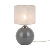 Tischleuchte Grau Modern 36 cm E27 Glas Stoff