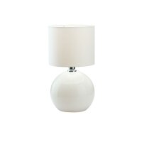 Tischleuchte Wei&szlig; Modern 36 cm E27 Glas Stoff stilvoll