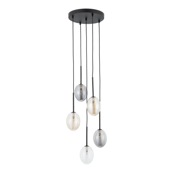Pendelleuchte Metall Schwarz B:33 cm G9 Glas Mehrfarbig