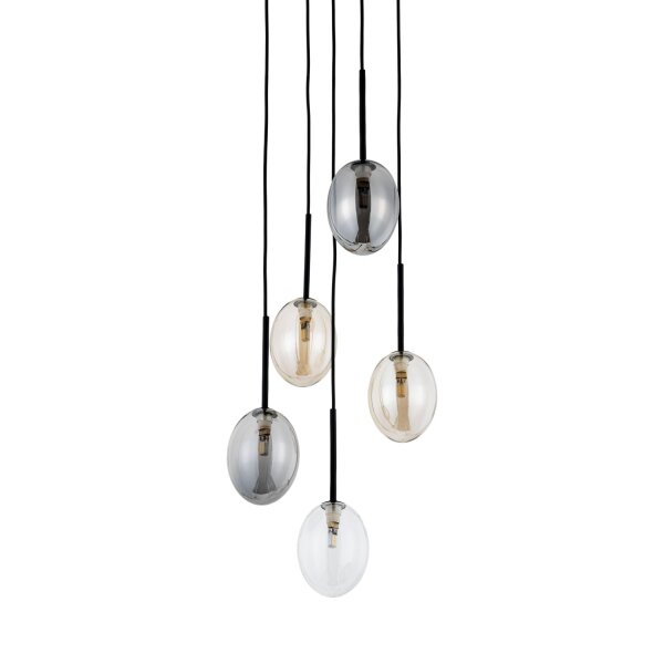 Pendelleuchte Metall Schwarz B:33 cm G9 Glas Mehrfarbig