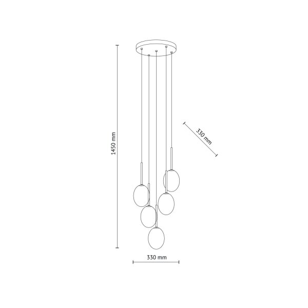 Pendelleuchte Metall Schwarz B:33 cm G9 Glas Mehrfarbig
