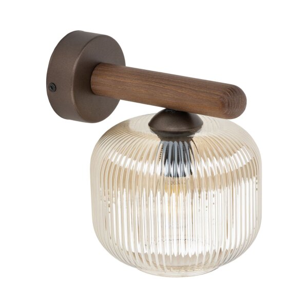 Wandlampe blendarm B:15 cm Metall E14 Holz Glas Cognac