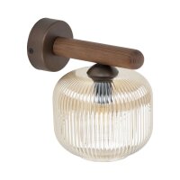 Wandlampe blendarm B:15 cm Metall E14 Holz Glas Cognac