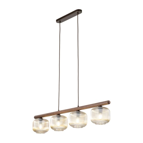 Pendelleuchte zeitlos Holz Braun 95 cm E14 Glas Cognac