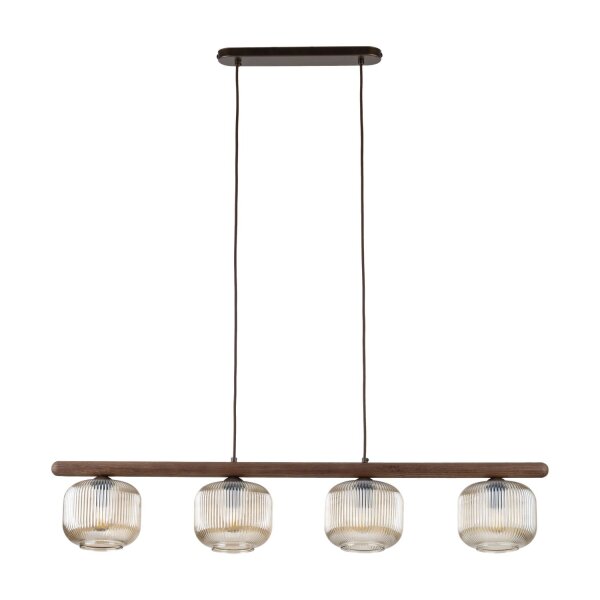 Pendelleuchte zeitlos Holz Braun 95 cm E14 Glas Cognac