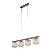 Pendelleuchte zeitlos Holz Braun 95 cm E14 Glas Cognac