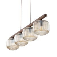 Pendelleuchte zeitlos Holz Braun 95 cm E14 Glas Cognac