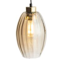 Pendelleuchte Glas Bernstein B:16 cm Schwarz E27 Stahl