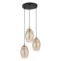 Pendelleuchte Schwarz Bernstein B:40 cm E27 Glas