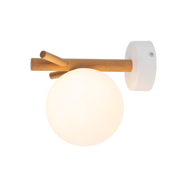 Wandleuchte Holz Glas Weiß G9 B:12,5 cm Skandinavisch