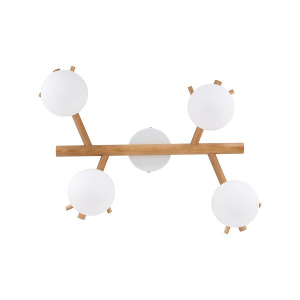 Deckenleuchte Holz Weiß G9 L:70 cm Skandinavisch