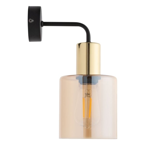 Wandleuchte Gold Bernstein Glas Elegant B:12 cm E27