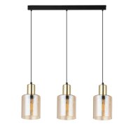 H&auml;ngelampe Gold Bernstein Glas 3-flammig 73 cm E27