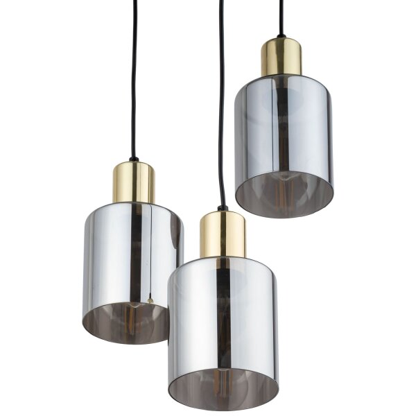 Pendelleuchte Gold Graphit Glas 3-flammig B:32 cm E27