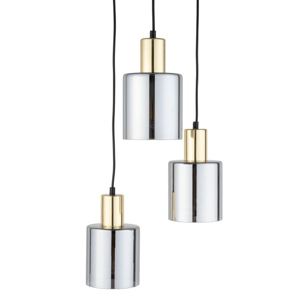 Pendelleuchte Gold Graphit Glas 3-flammig B:32 cm E27