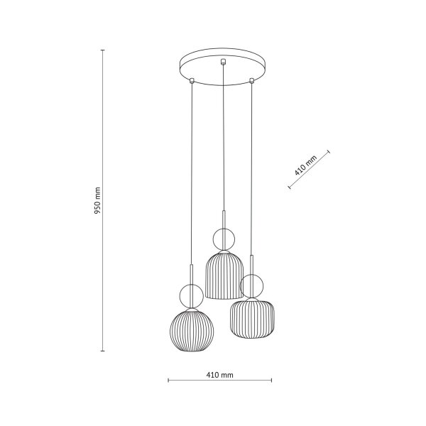 Pendelleuchte Schwarz Metall B:41 cm E14 Glas in Cognac