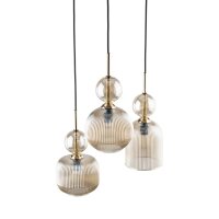 Pendelleuchte Schwarz Metall B:41 cm E14 Glas in Cognac
