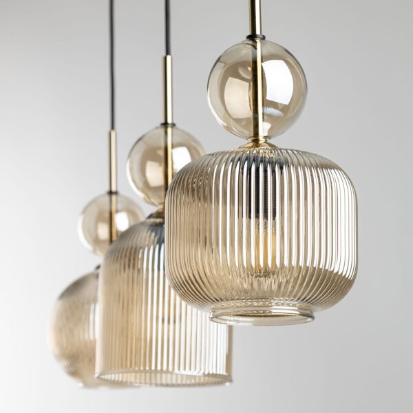 Pendelleuchte 3-flammig B:41 cm E14 Glas in Cognac