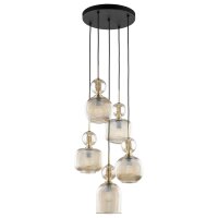 Pendelleuchte 5-flammig B:37 cm E14 Glas in Cognac