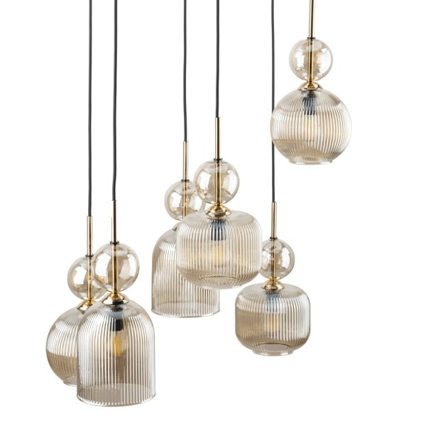 Pendelleuchte Schwarz Modern 65 cm E14 Glas in Cognac