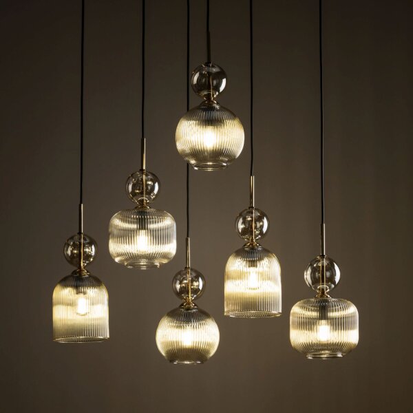 Pendelleuchte Schwarz Modern 65 cm E14 Glas in Cognac