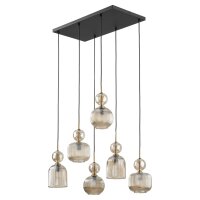 Pendelleuchte Schwarz Modern 65 cm E14 Glas in Cognac