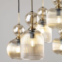 Pendelleuchte Schwarz Modern 65 cm E14 Glas in Cognac