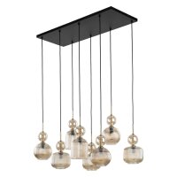 Pendelleuchte Schwarz 8-flmg L:95 cm E14 Glas in Cognac