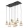 Pendelleuchte Schwarz 8-flmg L:95 cm E14 Glas in Cognac