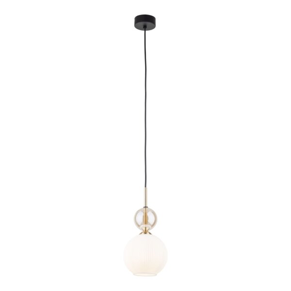 Hängelampe Schwarz Weiß Gold B:15 cm E14 Glas Metall