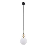 H&auml;ngelampe Schwarz Wei&szlig; Gold B:15 cm E14 Glas...