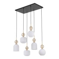 H&auml;ngelampe Modern Glas Schwarz Gold Wei&szlig; E14...