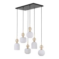 Hängelampe Modern Glas Schwarz Gold Weiß E14...