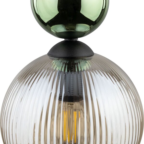 Pendelleuchte Glas Metall B:15 cm E14 Grün Cognac