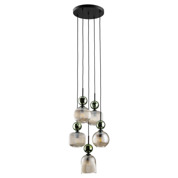 Pendelleuchte Grün Cognac Glas B:41 cm E14 5-flammig