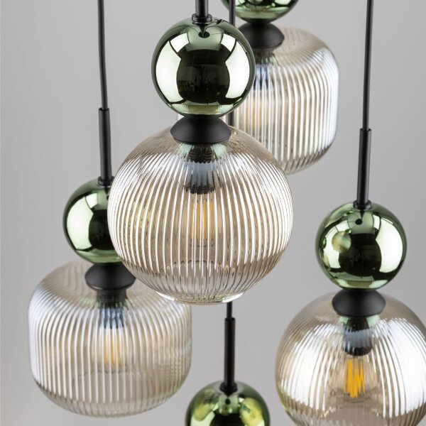 Pendelleuchte Grün Cognac Glas B:41 cm E14 5-flammig