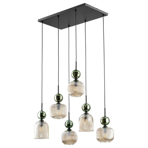 Pendelleuchte Grün Cognac Glas B:65 cm E14 6-flammig