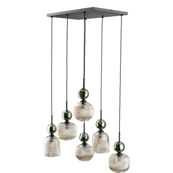 Pendelleuchte Grün Cognac Glas B:65 cm E14 6-flammig